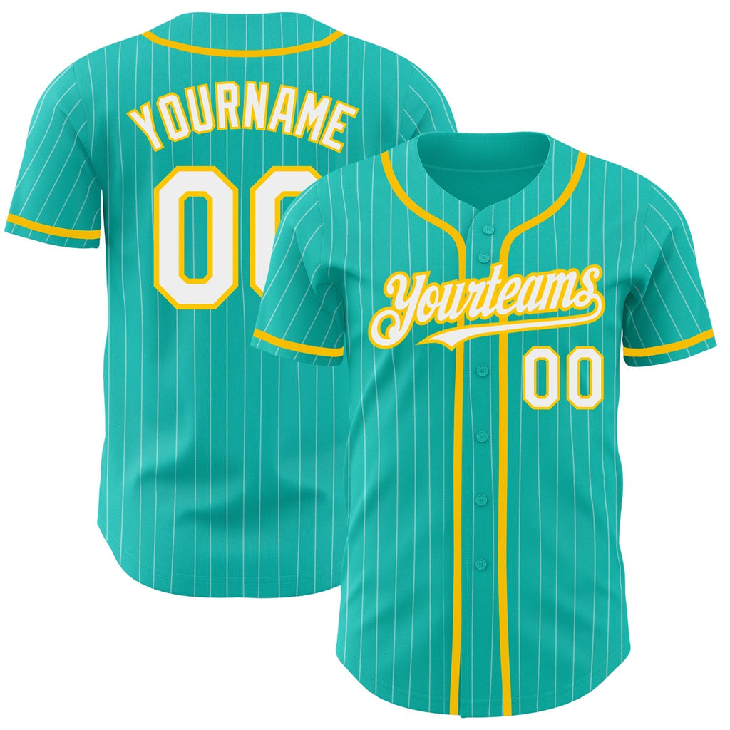 Custom Baseball Jersey Aqua Pinstripe Personalized Stitched
